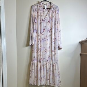 H&M Cream Floral Long Sleeve Dress